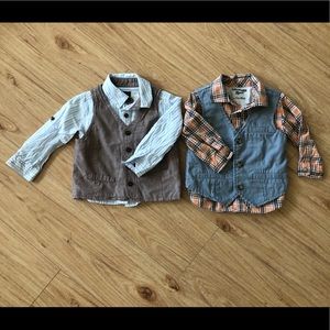 Button down + vest toddler twin coordinating
